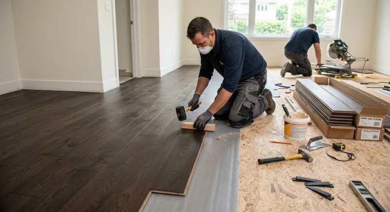 Dark Wood Floor Installation in Bellevue, WA